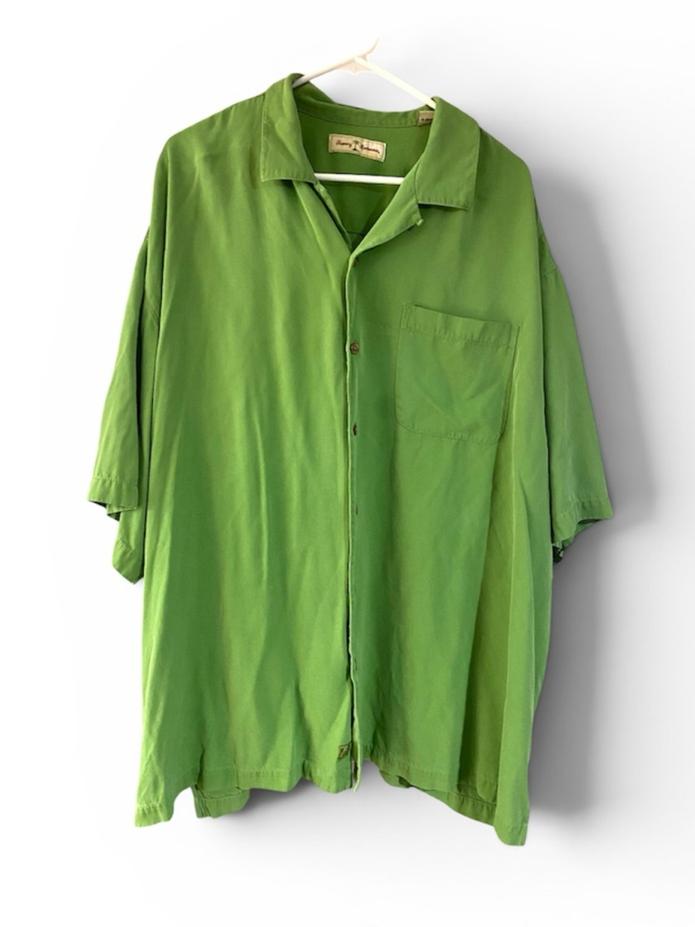 Tommy Bahama 100% Silk Twill Shirt Mens 3XB Green Beach Hawaiian Vacation